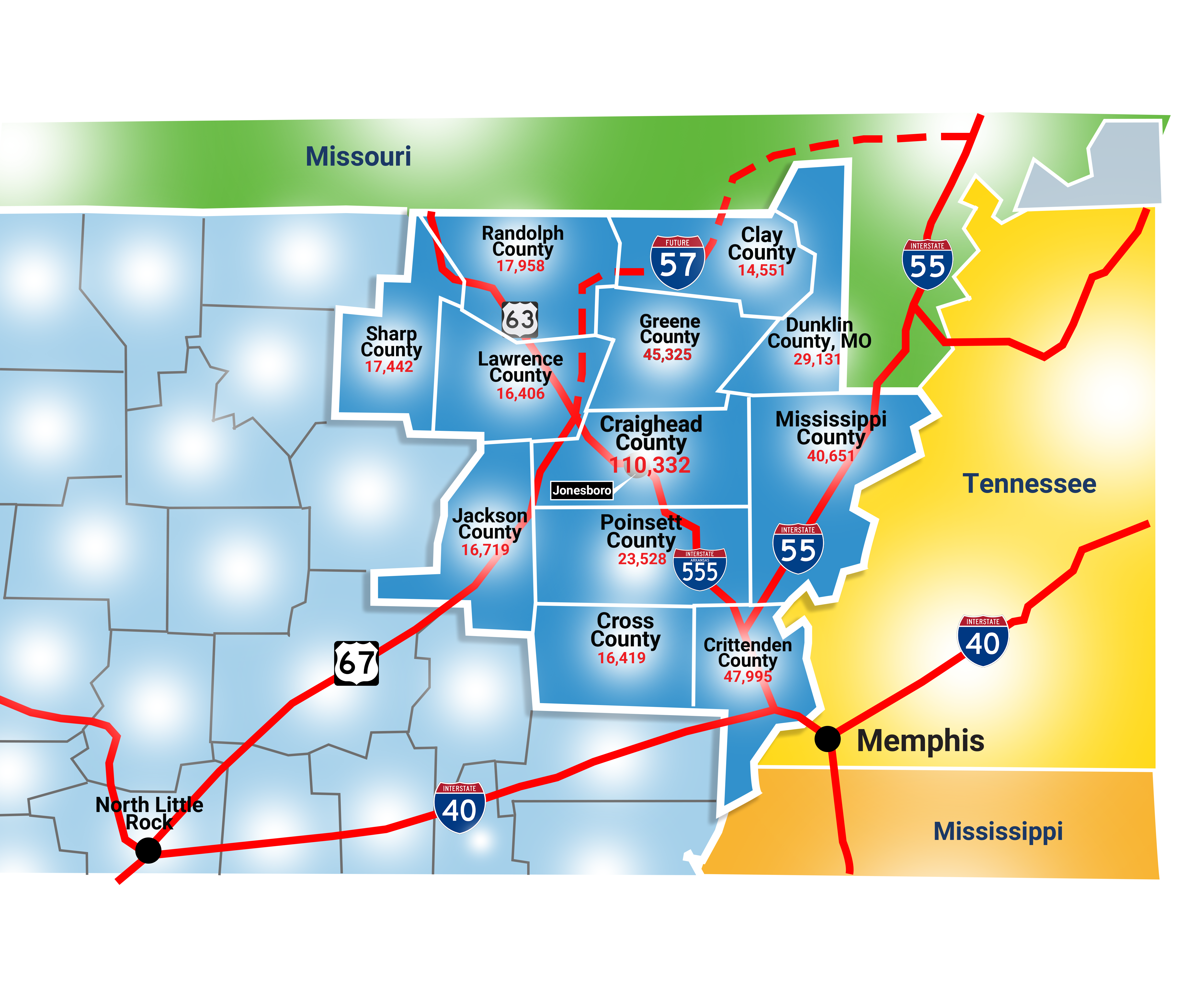 12 County Area Workforce Map