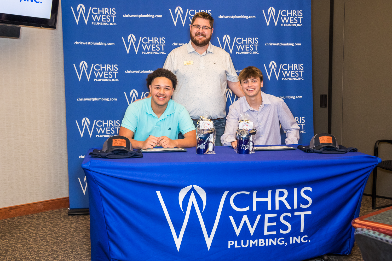 Chris West Plumbing, Inc. - Front Left to Right: Tayvon Love and Wes Smith. Back: Chase West of Chris West Plumbing.